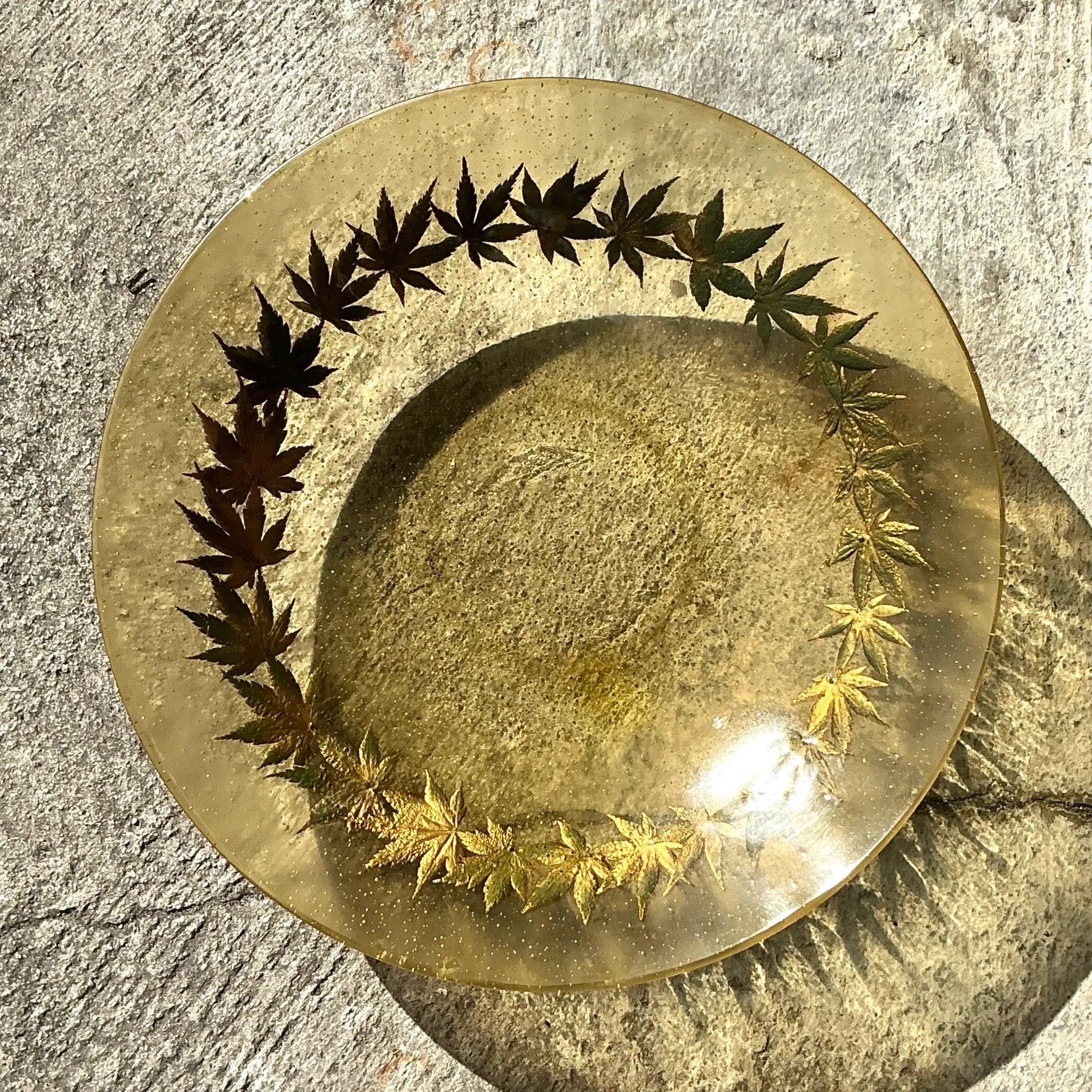 Vintage Boho Resin Centerpiece Bowl With Leaf Motif — additional photo 1