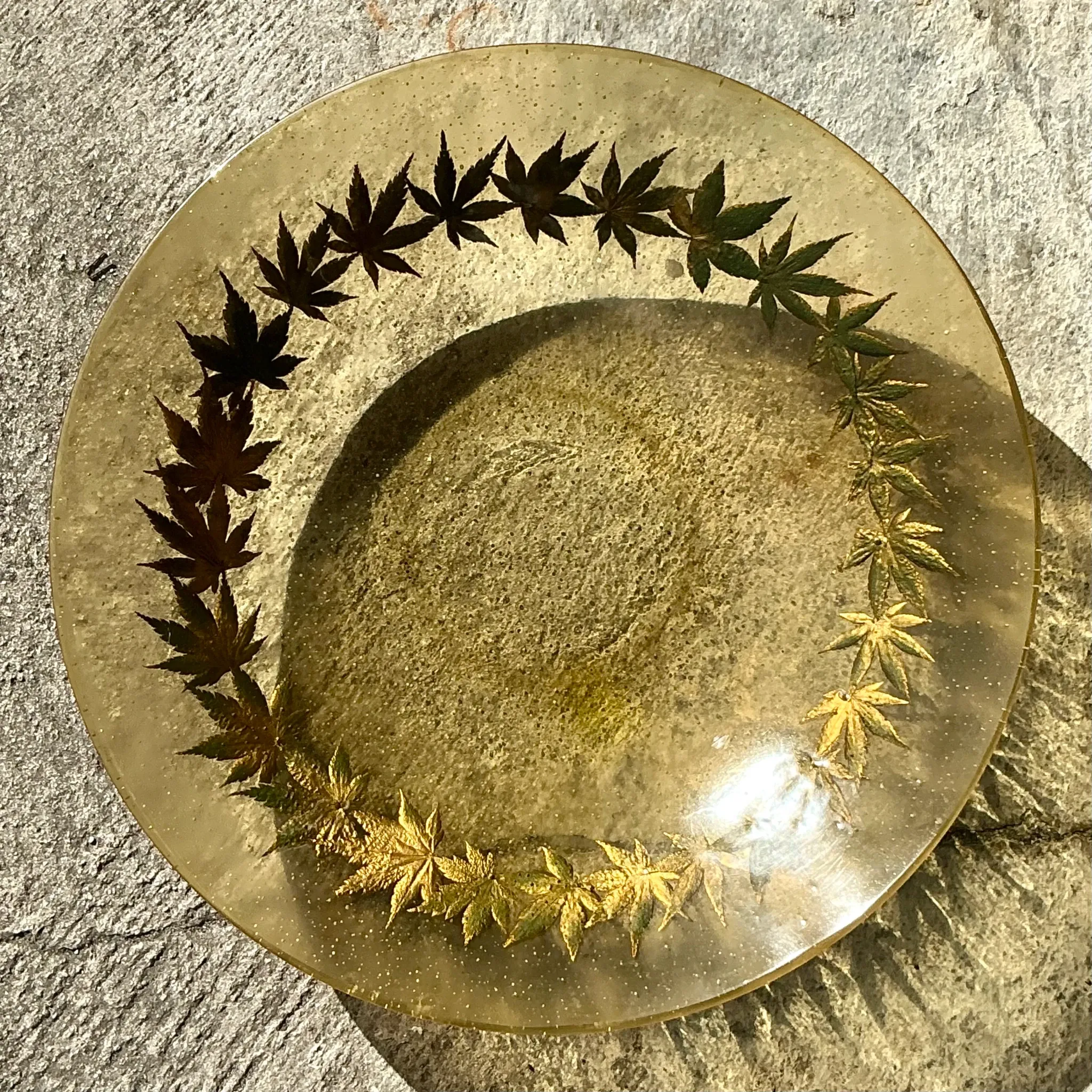 Vintage Boho Resin Centerpiece Bowl With Leaf Motif — additional photo 2