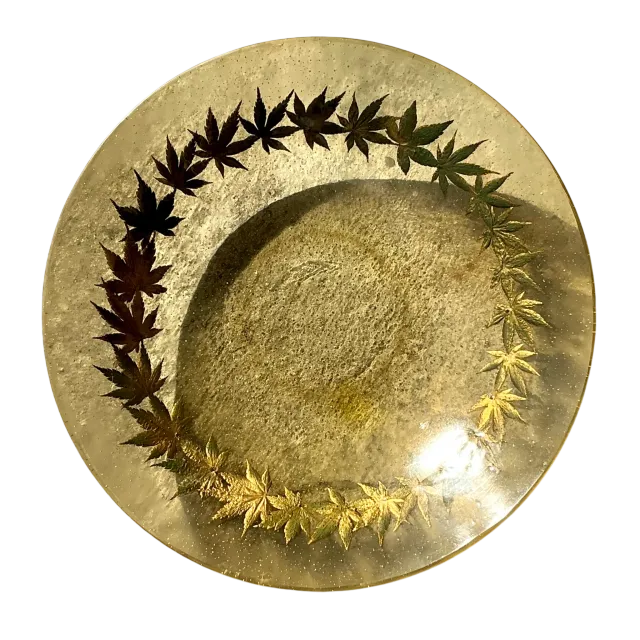 Vintage Boho Resin Centerpiece Bowl With Leaf Motif — additional photo 3