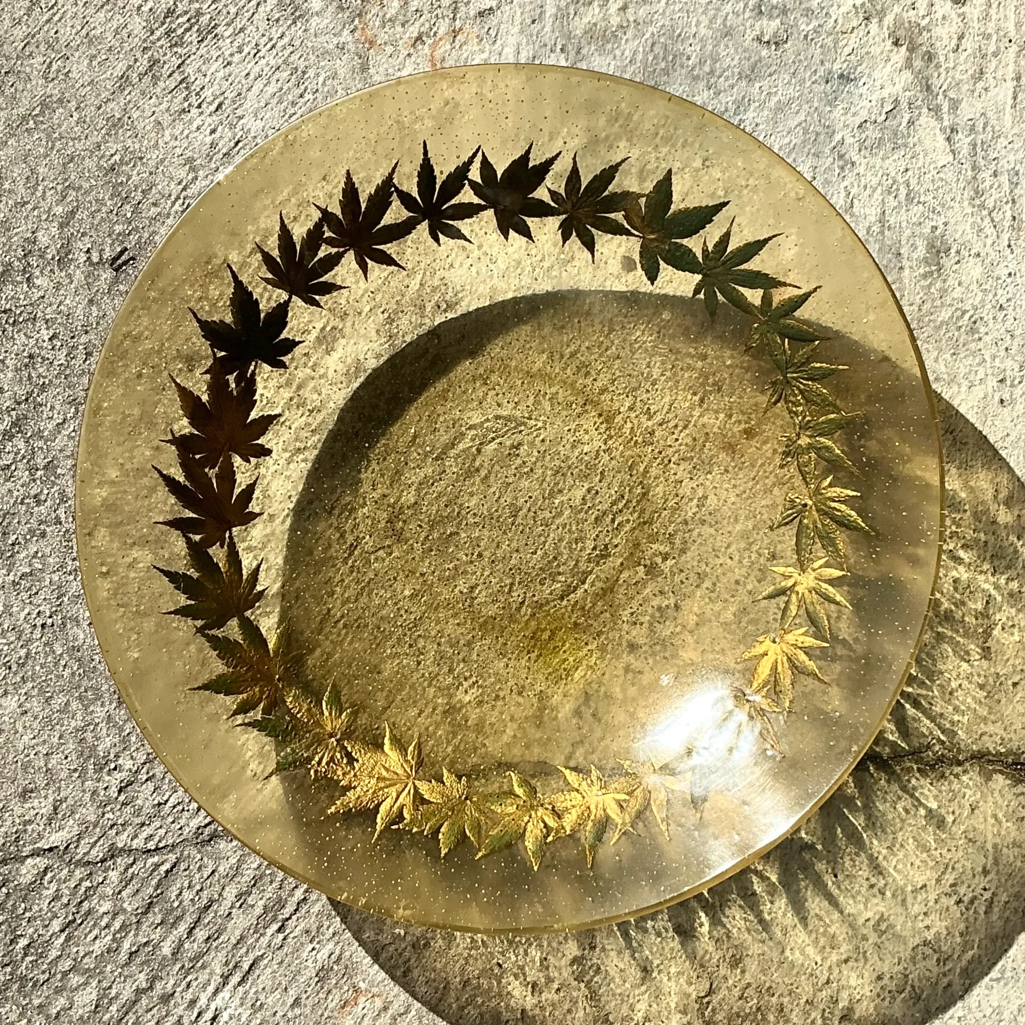 Vintage Boho Resin Centerpiece Bowl With Leaf Motif — additional photo 4