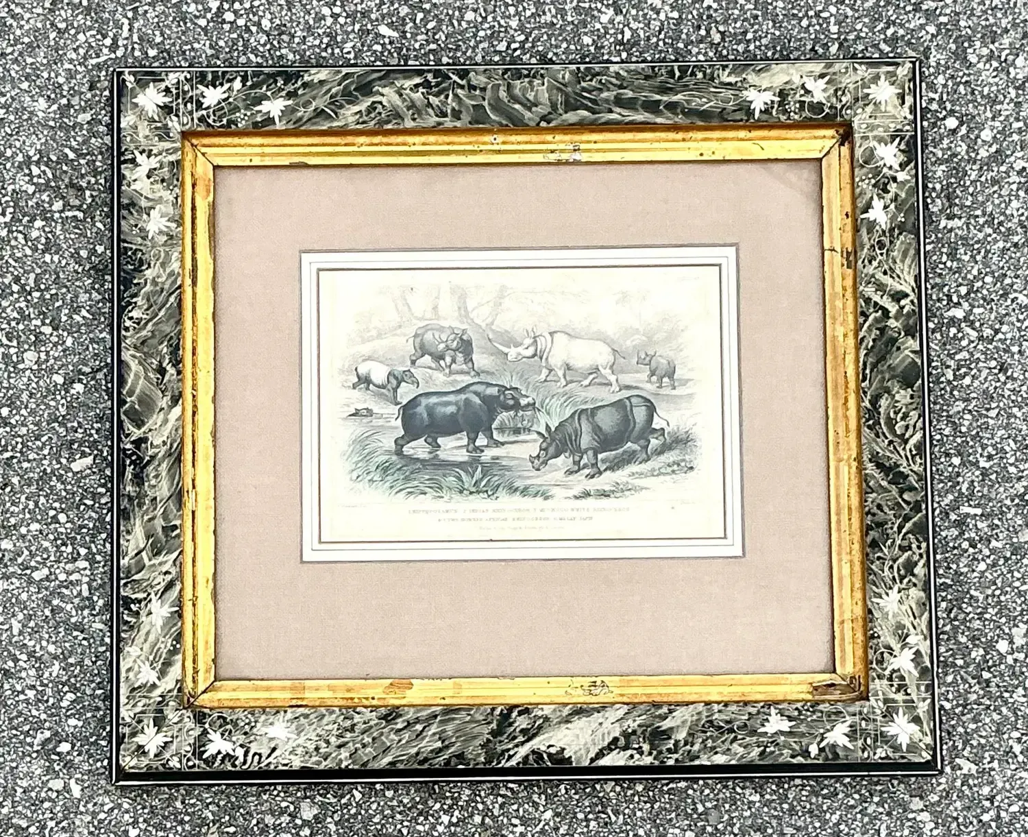 Vintage Boho Rhino Engraving in Carved Frame — additional photo 4