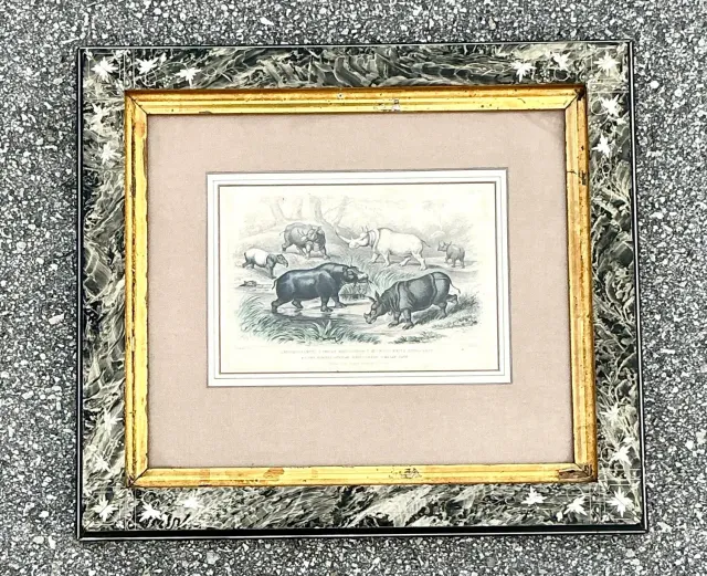 Vintage Boho Rhino Engraving in Carved Frame — additional photo 4