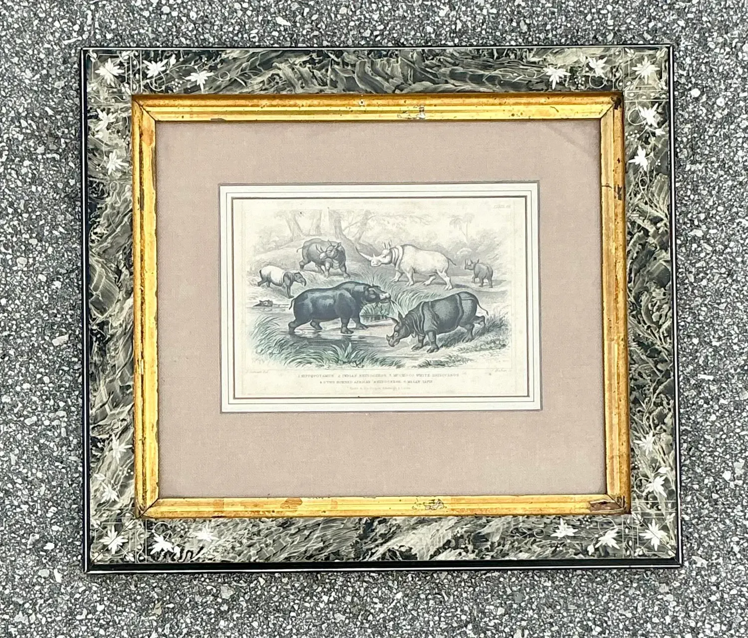 Vintage Boho Rhino Engraving in Carved Frame — additional photo 5