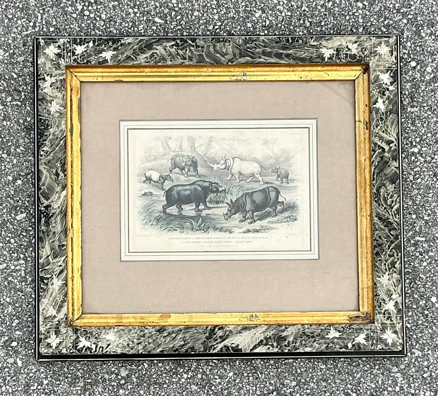 Vintage Boho Rhino Engraving in Carved Frame — additional photo 6