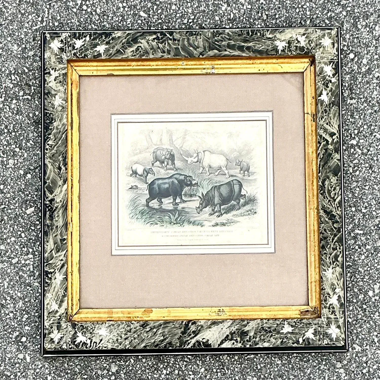 Vintage Boho Rhino Engraving in Carved Frame — additional photo 7