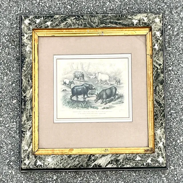 Vintage Boho Rhino Engraving in Carved Frame — additional photo 7