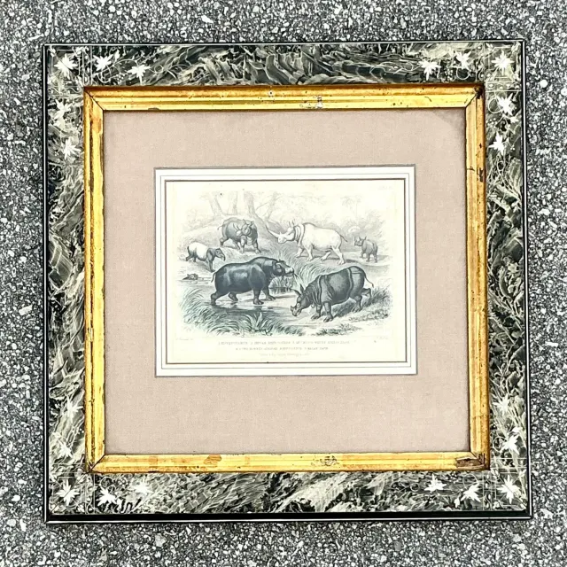 Vintage Boho Rhino Engraving in Carved Frame — additional photo 8