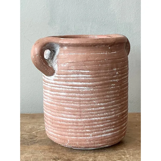 Vintage Boho Ribbed Studio Pottery Vase — additional photo 8