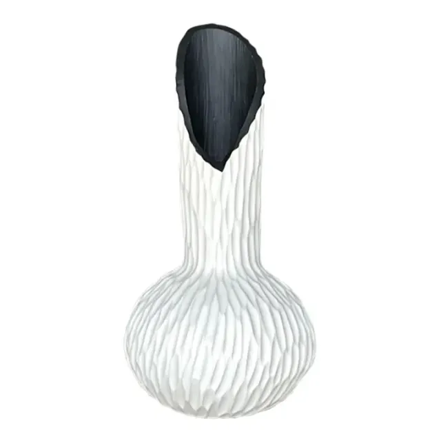 Vintage Boho Ribbed Studio Pottery Vase - Pottery, 7.25W x 15.75H — additional photo 1