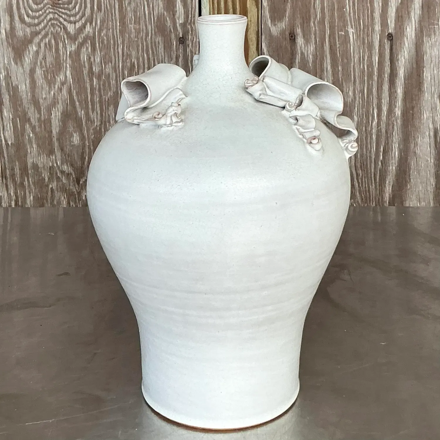Vintage Boho Ribbons Studio Pottery Vase — additional photo 2