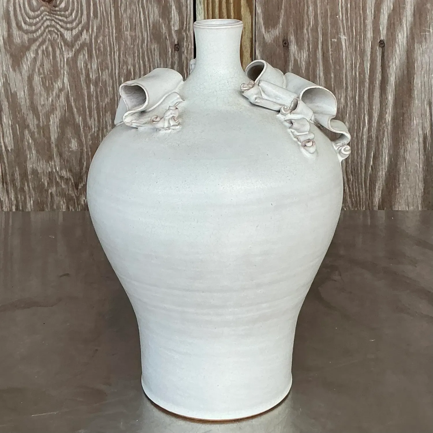 Vintage Boho Ribbons Studio Pottery Vase — additional photo 3
