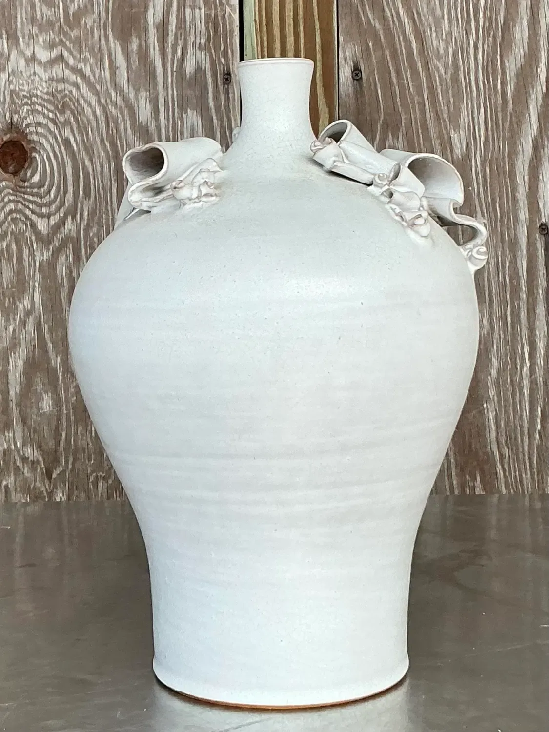 Vintage Boho Ribbons Studio Pottery Vase — additional photo 4
