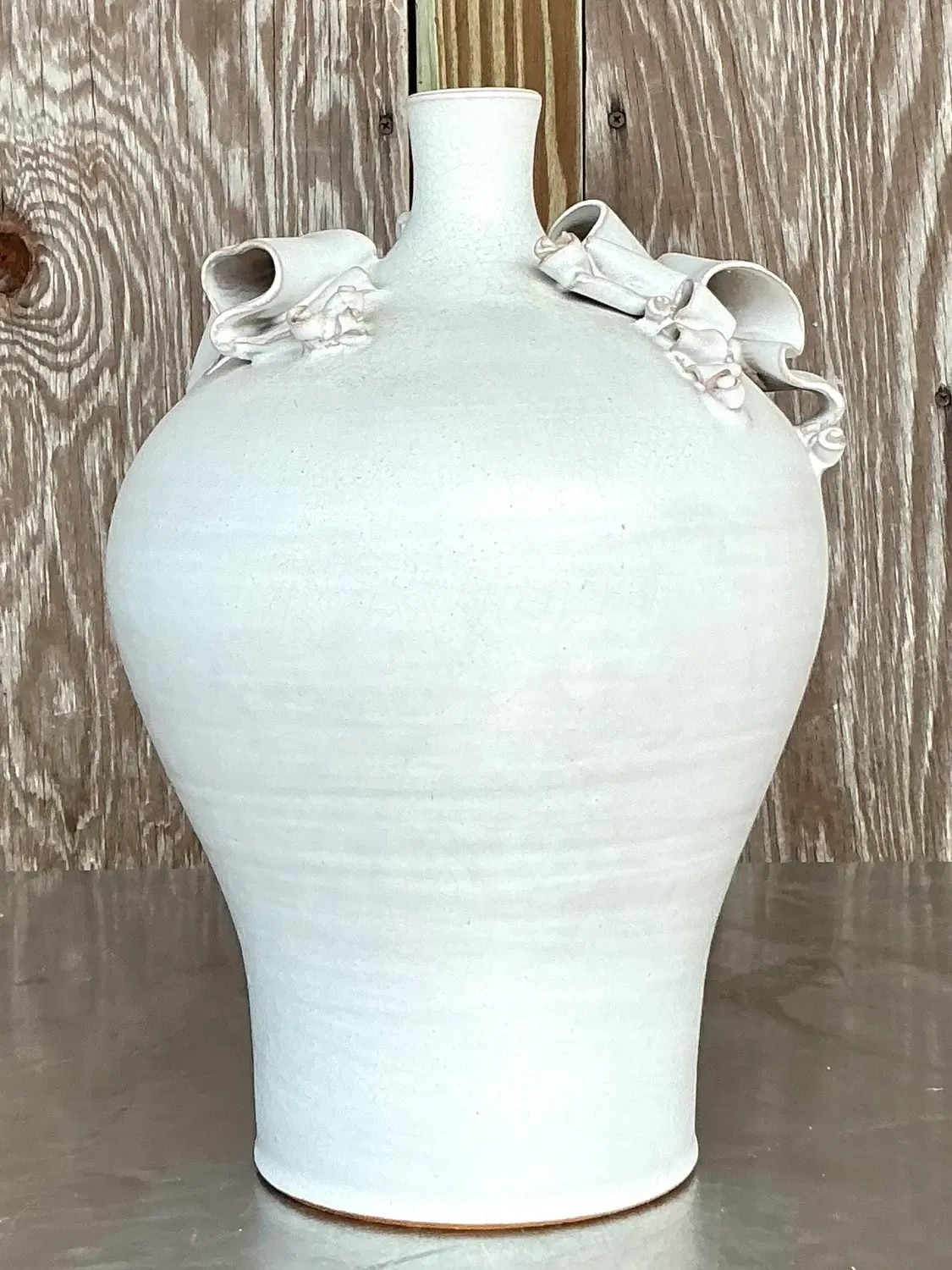 Vintage Boho Ribbons Studio Pottery Vase — additional photo 6