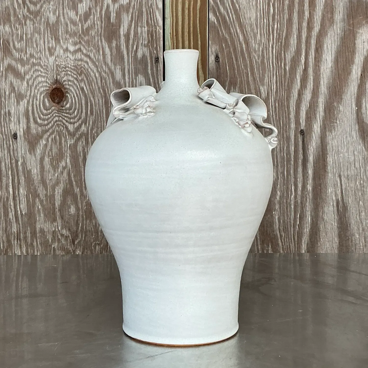 Vintage Boho Ribbons Studio Pottery Vase — additional photo 8