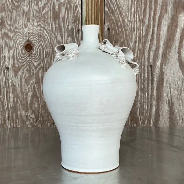Vintage Boho Ribbons Studio Pottery Vase — additional photo 8