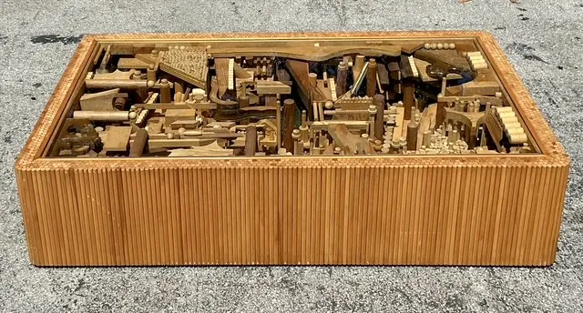 Vintage Boho Robert Salleroli Wood Assemblage Coffee Table  — additional photo 1