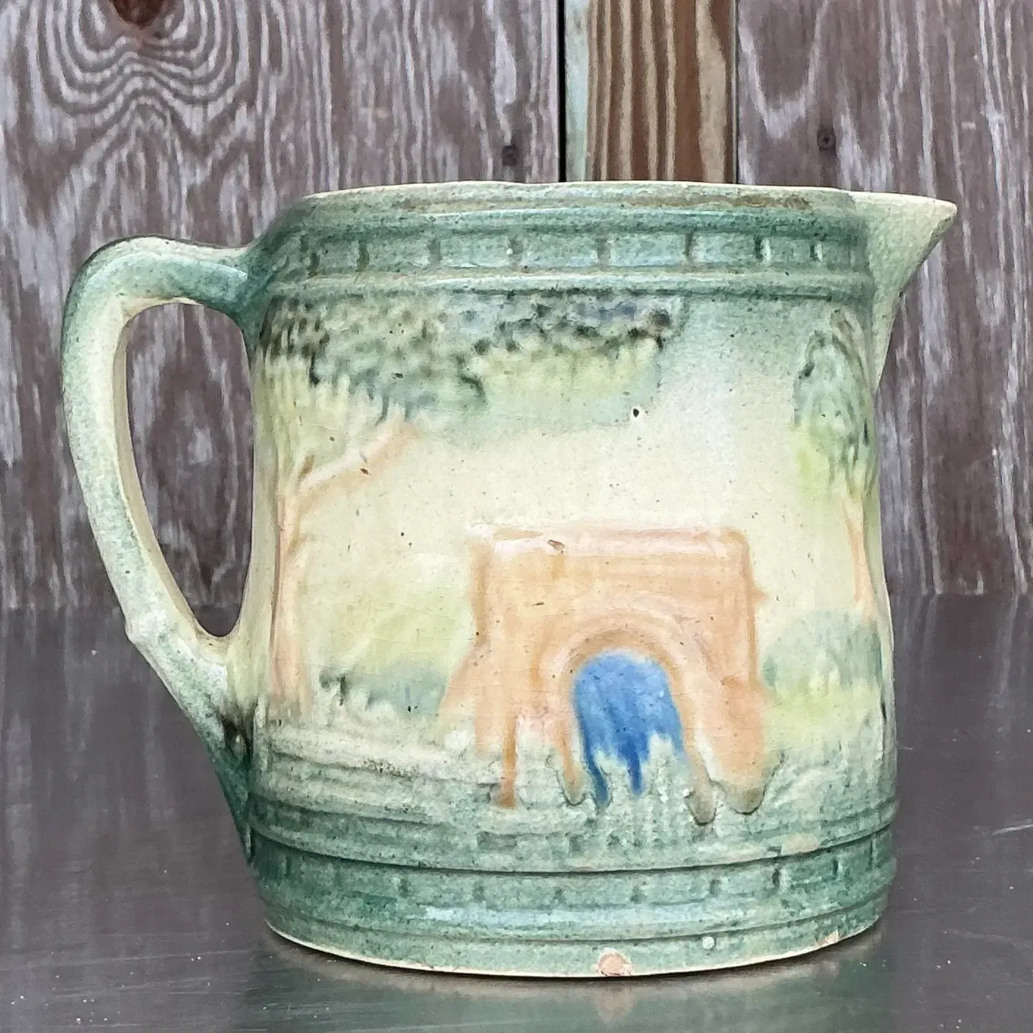 Vintage Boho Roseville Ceramic Milk Pitcher — additional photo 2