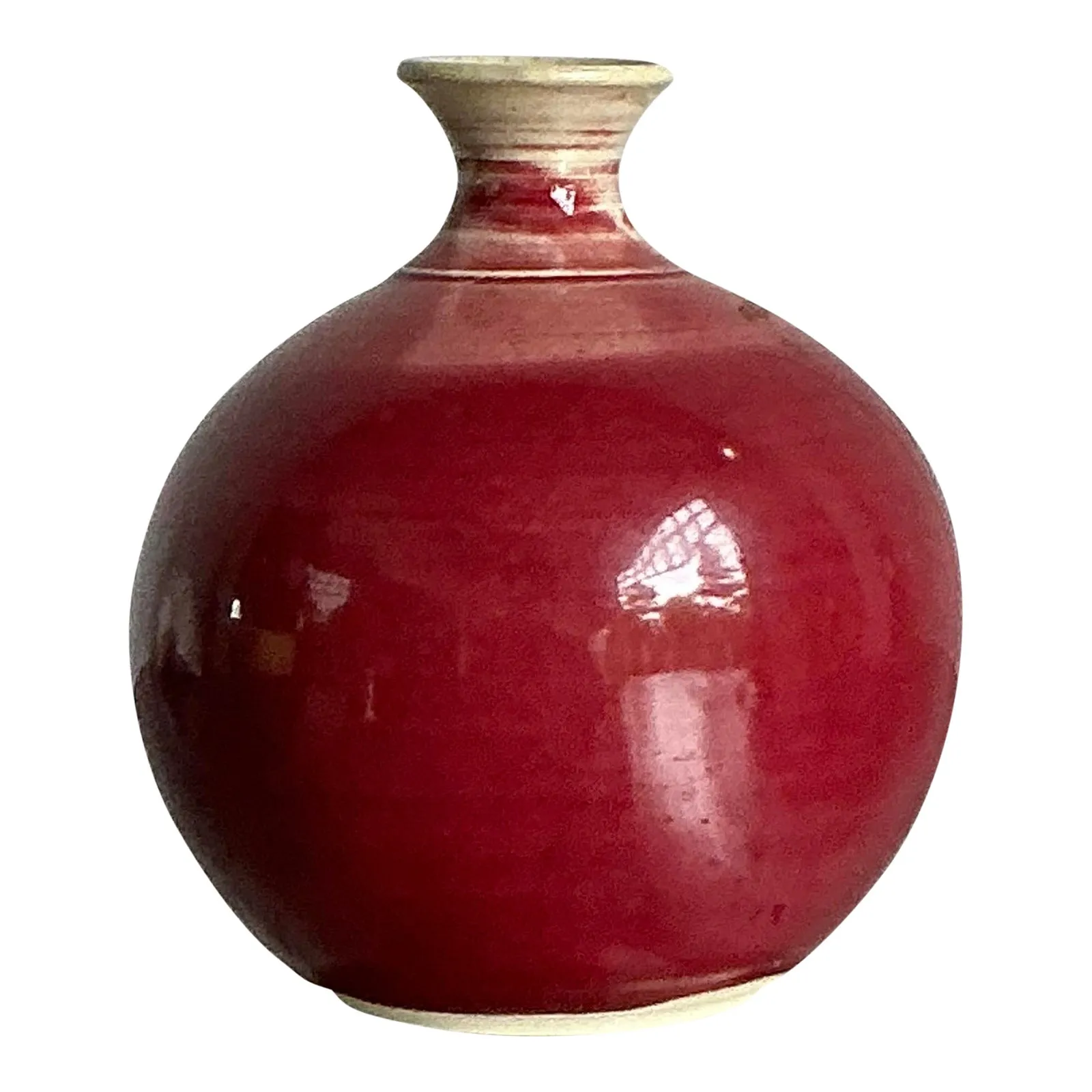 Vintage Boho Sang De Bouf Glazed Ceramic Vase — additional photo 1