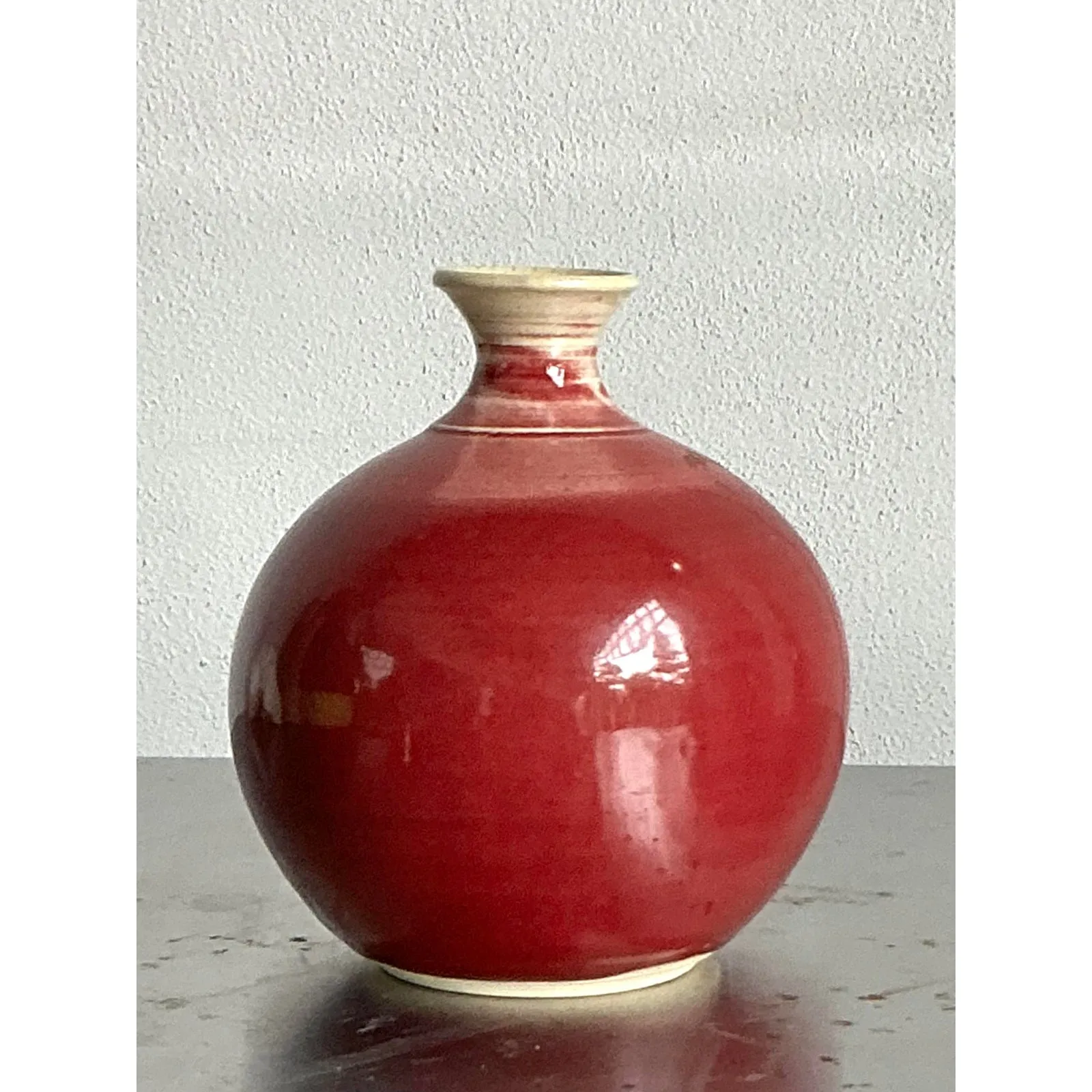 Vintage Boho Sang De Bouf Glazed Ceramic Vase — additional photo 2