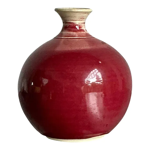 Vintage Boho Sang De Bouf Glazed Ceramic Vase — additional photo 3