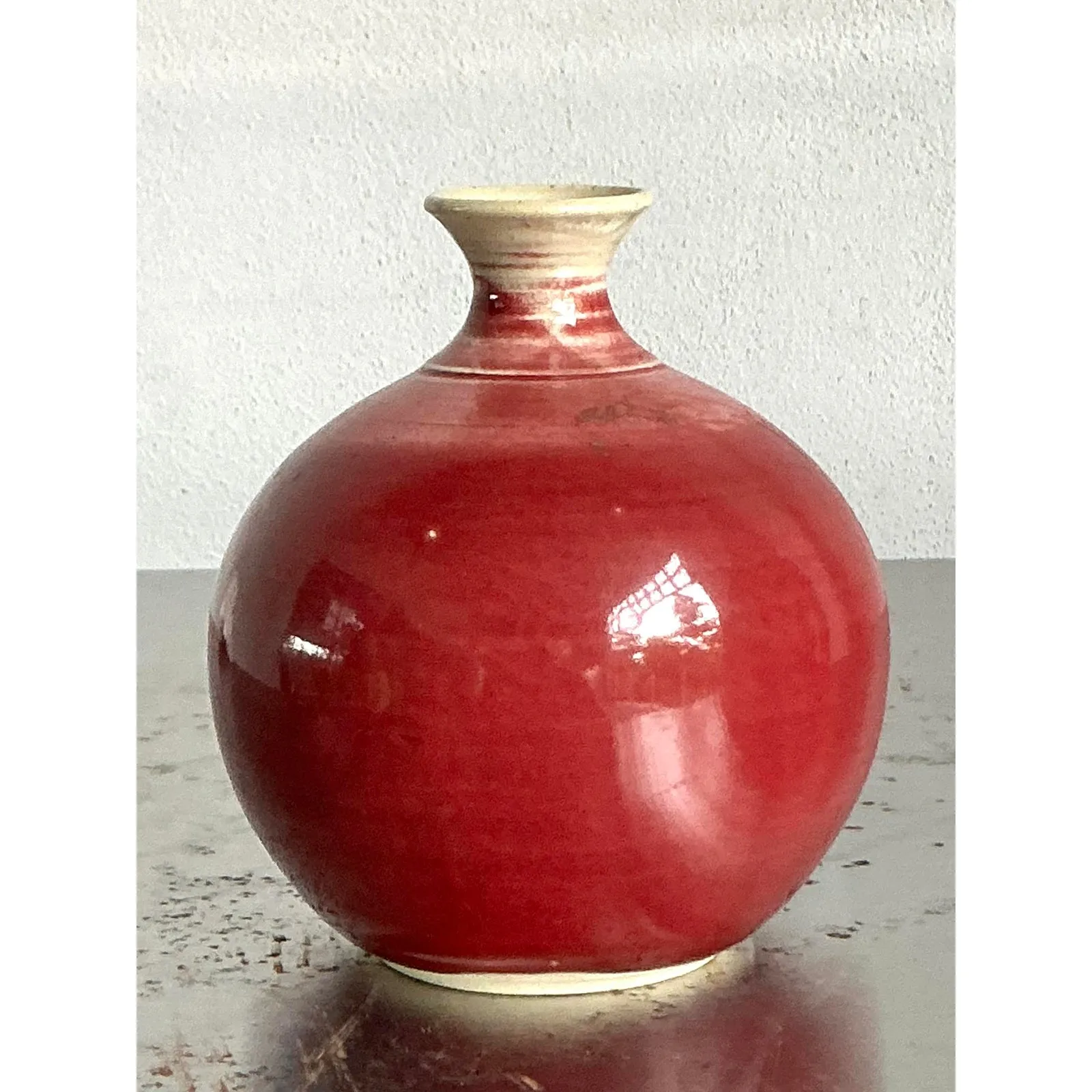 Vintage Boho Sang De Bouf Glazed Ceramic Vase — additional photo 6