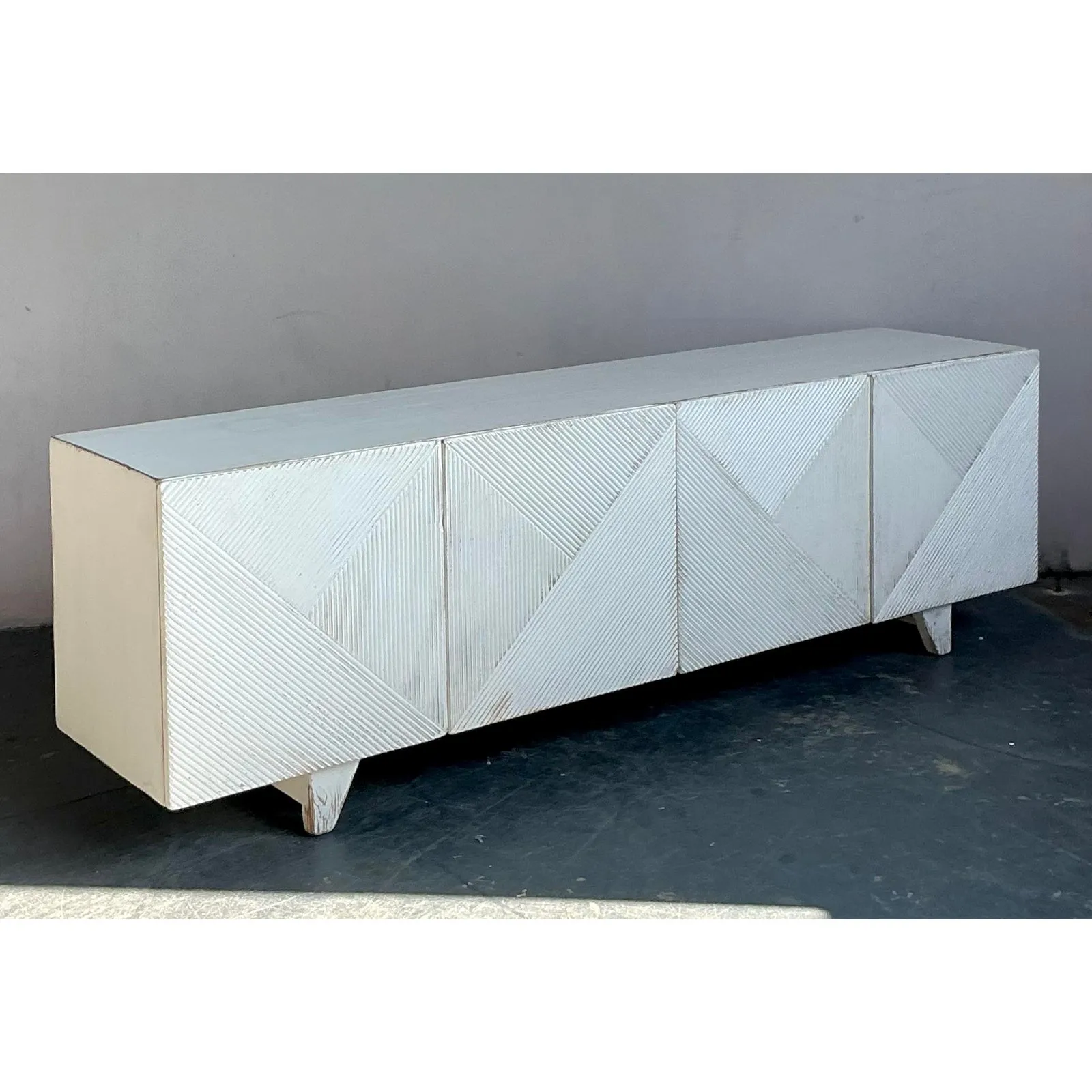 Vintage Boho Sarreid Chevron Credenza — additional photo 2