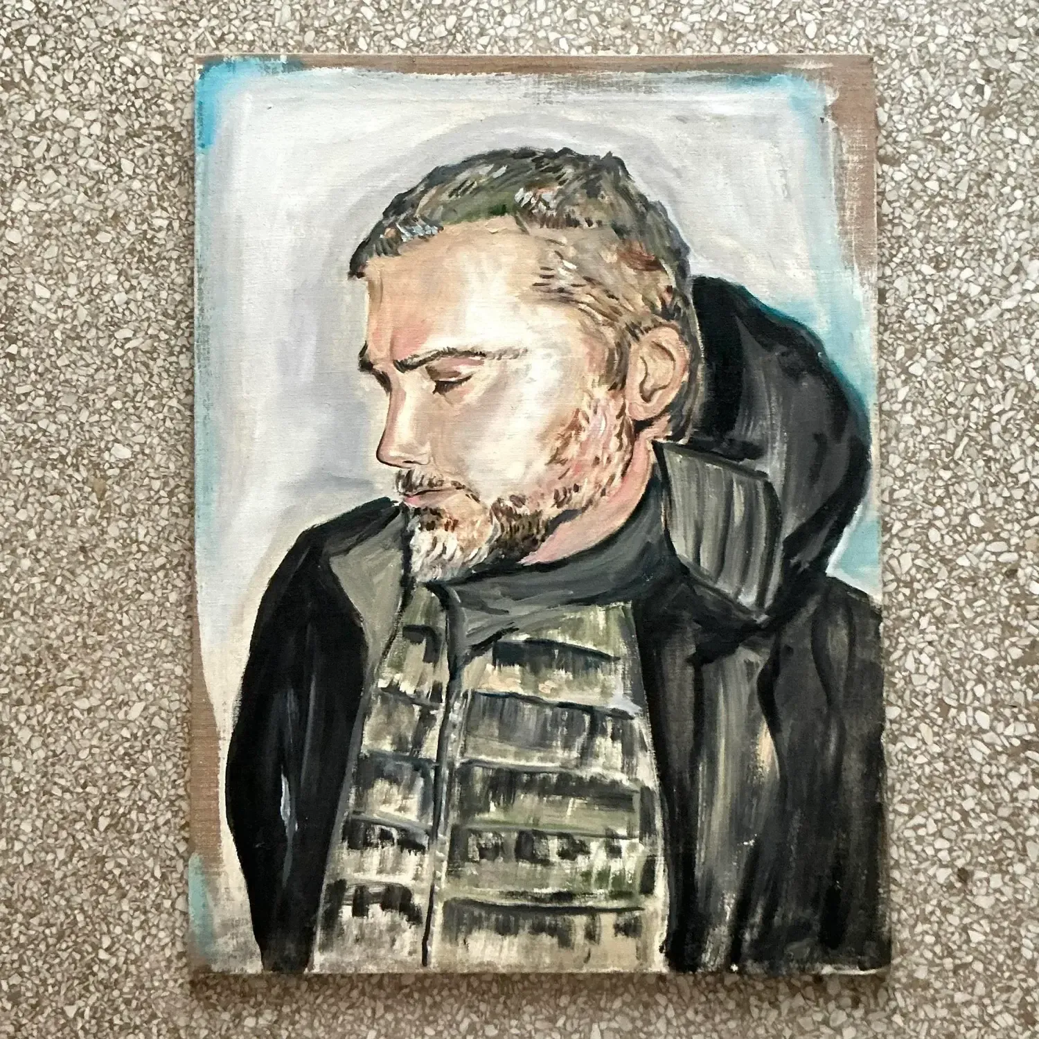 Vintage Boho Scooter LaForge Original Oil Portrait Painting on Canvas — additional photo 5