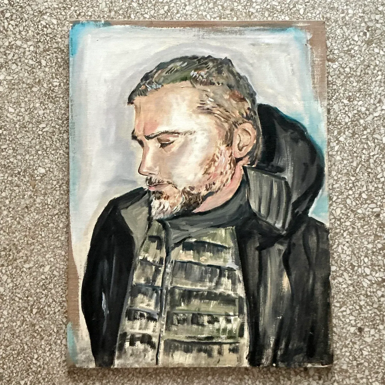 Vintage Boho Scooter LaForge Original Oil Portrait Painting on Canvas — additional photo 6