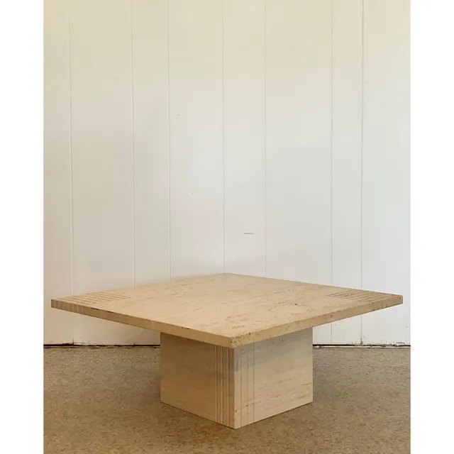 Vintage Boho Scored Travertine Side Table — additional photo 3