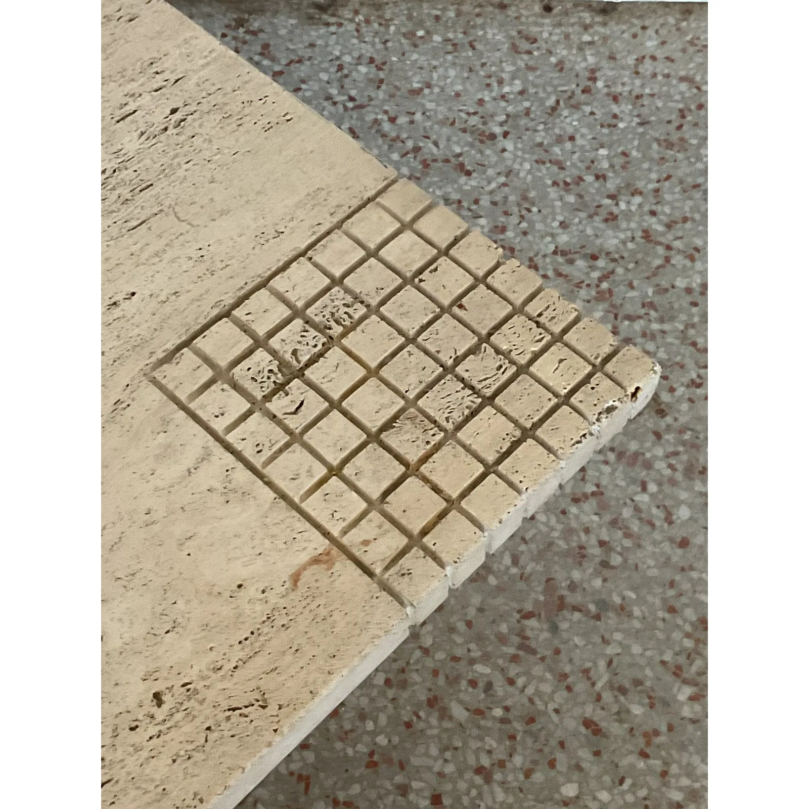 Vintage Boho Scored Travertine Side Table — additional photo 4