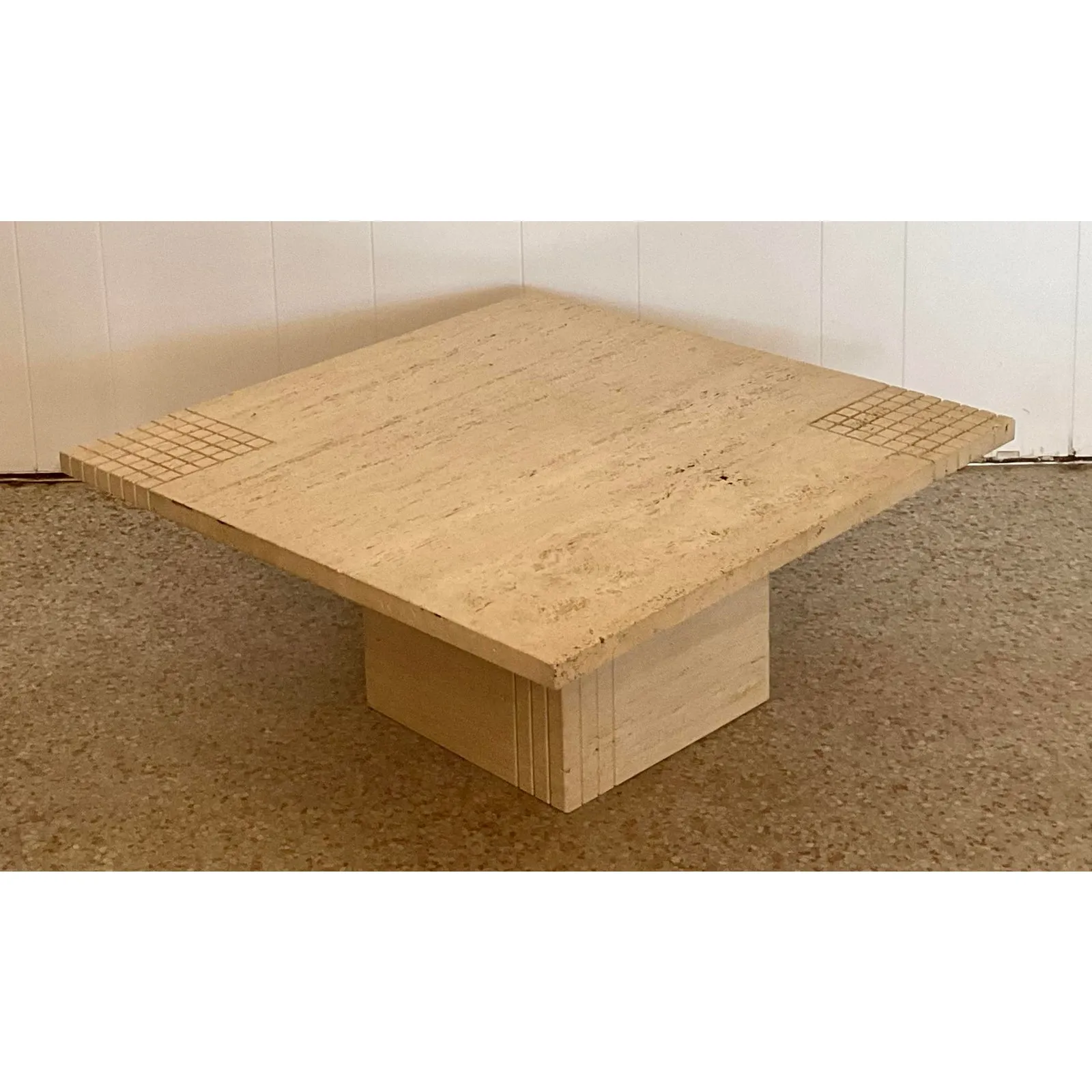 Vintage Boho Scored Travertine Side Table — additional photo 5
