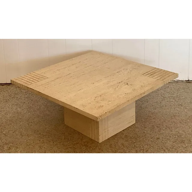 Vintage Boho Scored Travertine Side Table — additional photo 5