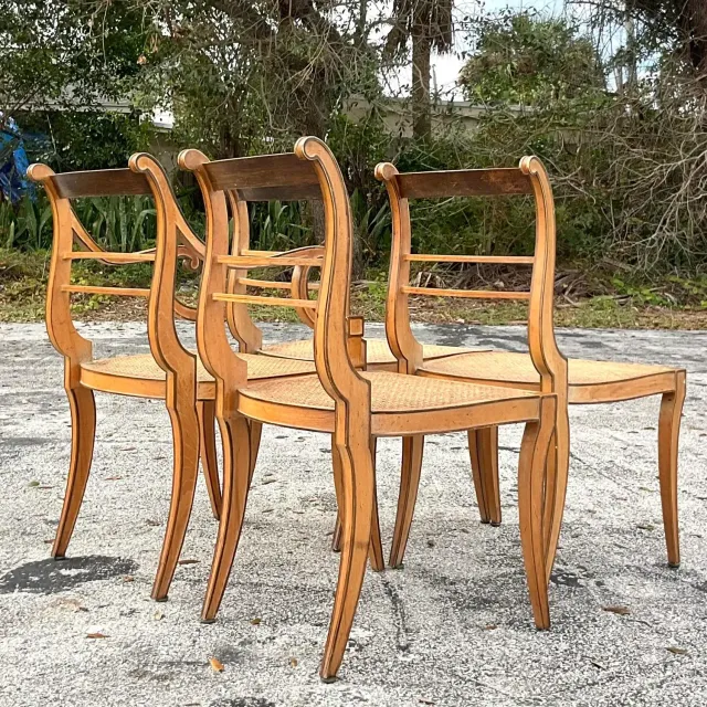 Vintage Boho Scroll Back Cane Dining Chairs - Set of Four — additional photo 6