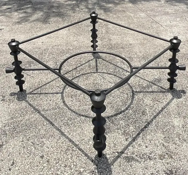 Vintage Boho Sculpted Leg Wrought Iron Coffee Table After Giacometti — additional photo 1