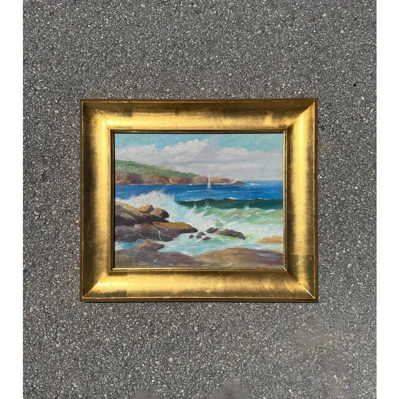 Vintage Boho Seascape Oil on Canvas Signed by Artist — additional photo 2