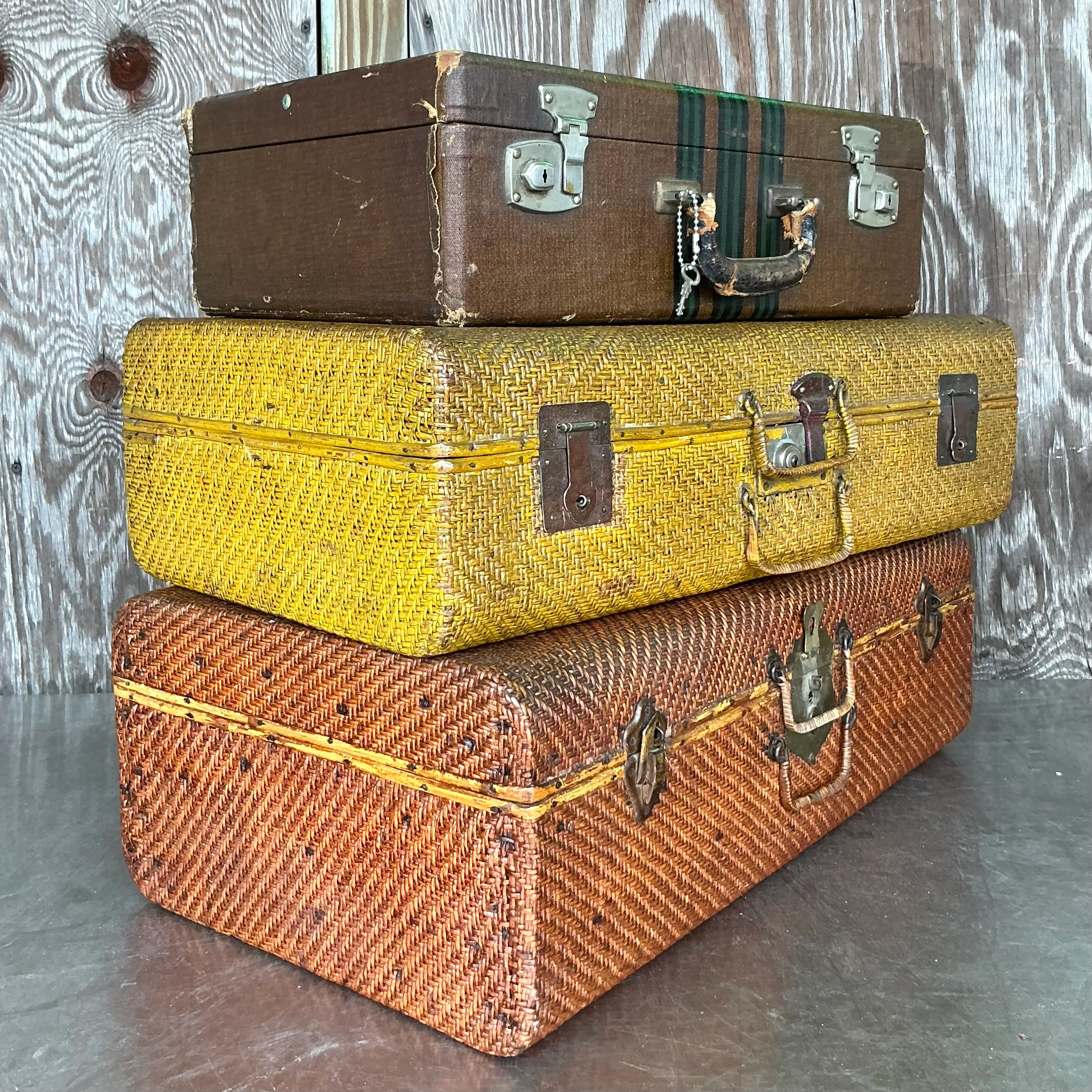 Vintage Boho Set Of Three Vintage Suitcases — additional photo 2