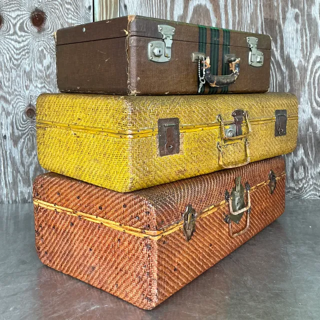 Vintage Boho Set Of Three Vintage Suitcases — additional photo 2