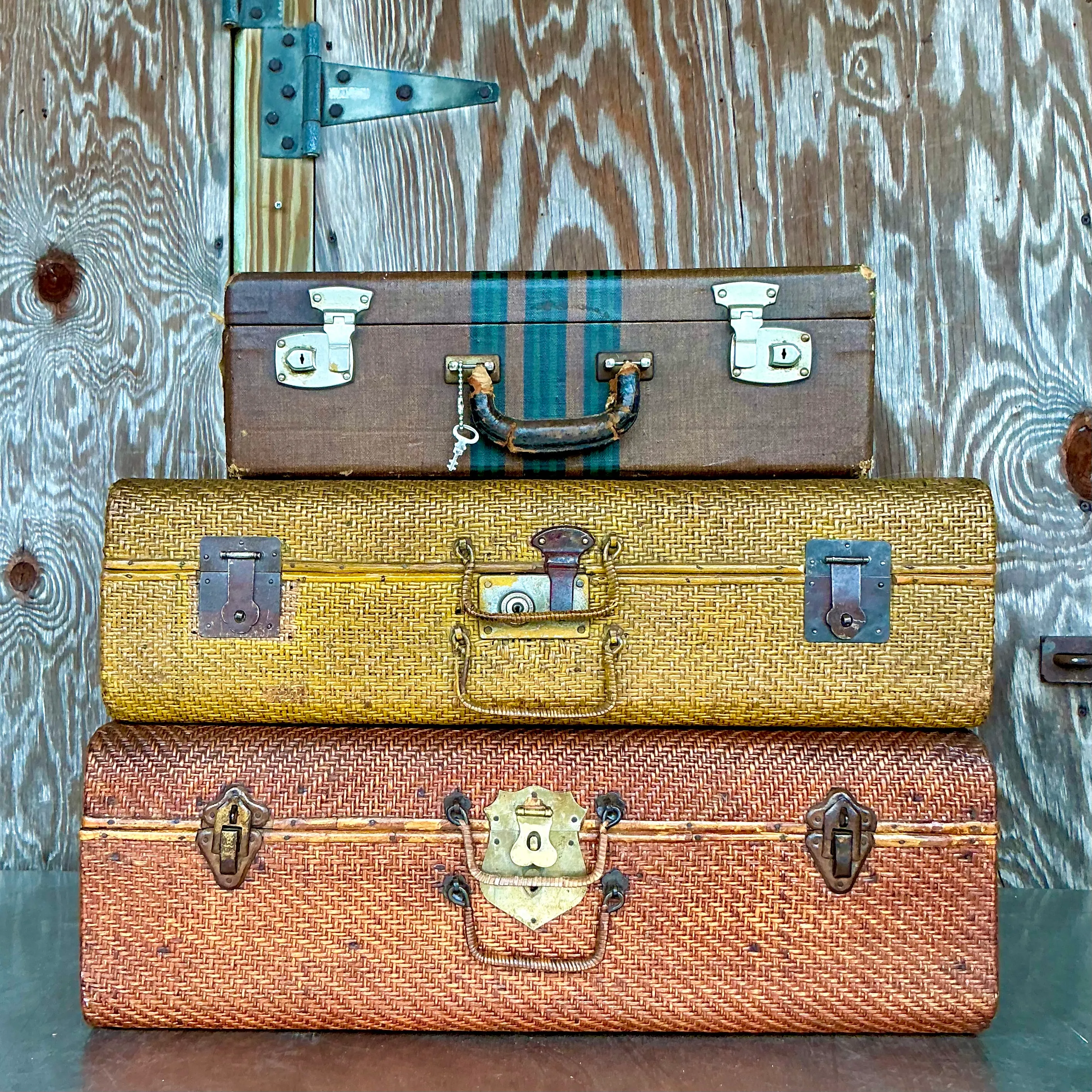Vintage Boho Set Of Three Vintage Suitcases — additional photo 3