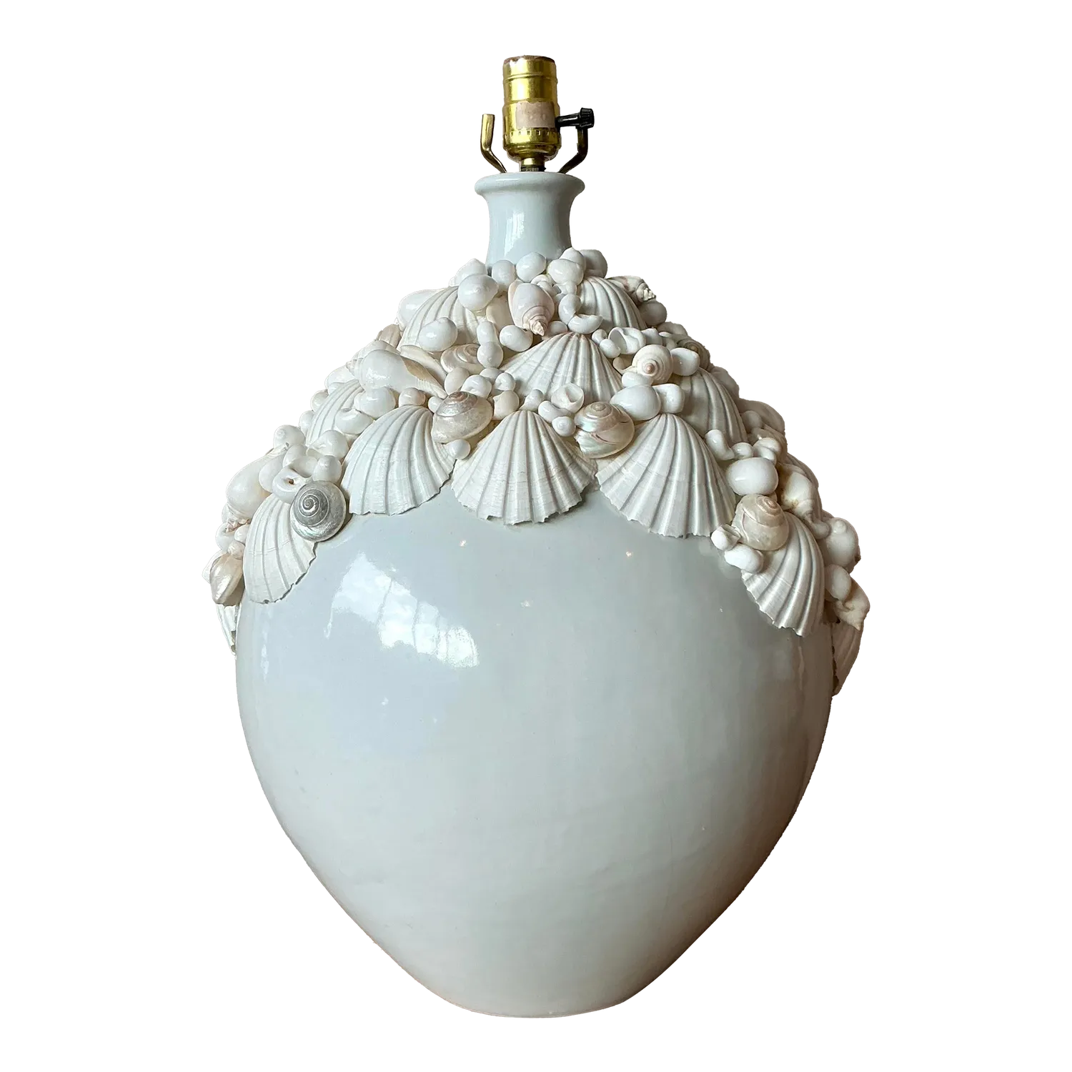Vintage Boho Shell Encrusted Ceramic Lamp — additional photo 2