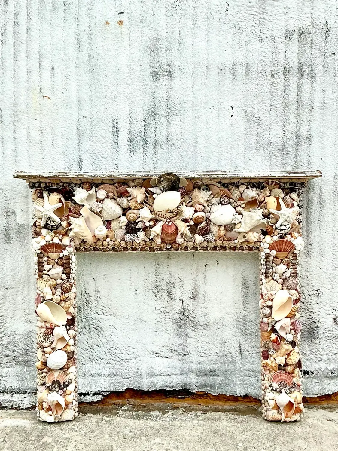 Vintage Boho Shell Encrusted Fireplace Surround - Shell, 60W x 51H — additional photo 2