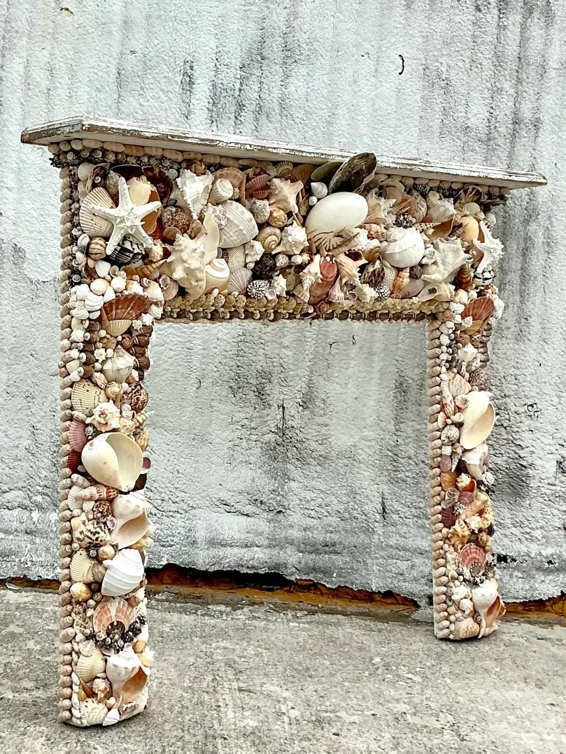 Vintage Boho Shell Encrusted Fireplace Surround - Shell, 60W x 51H — additional photo 5