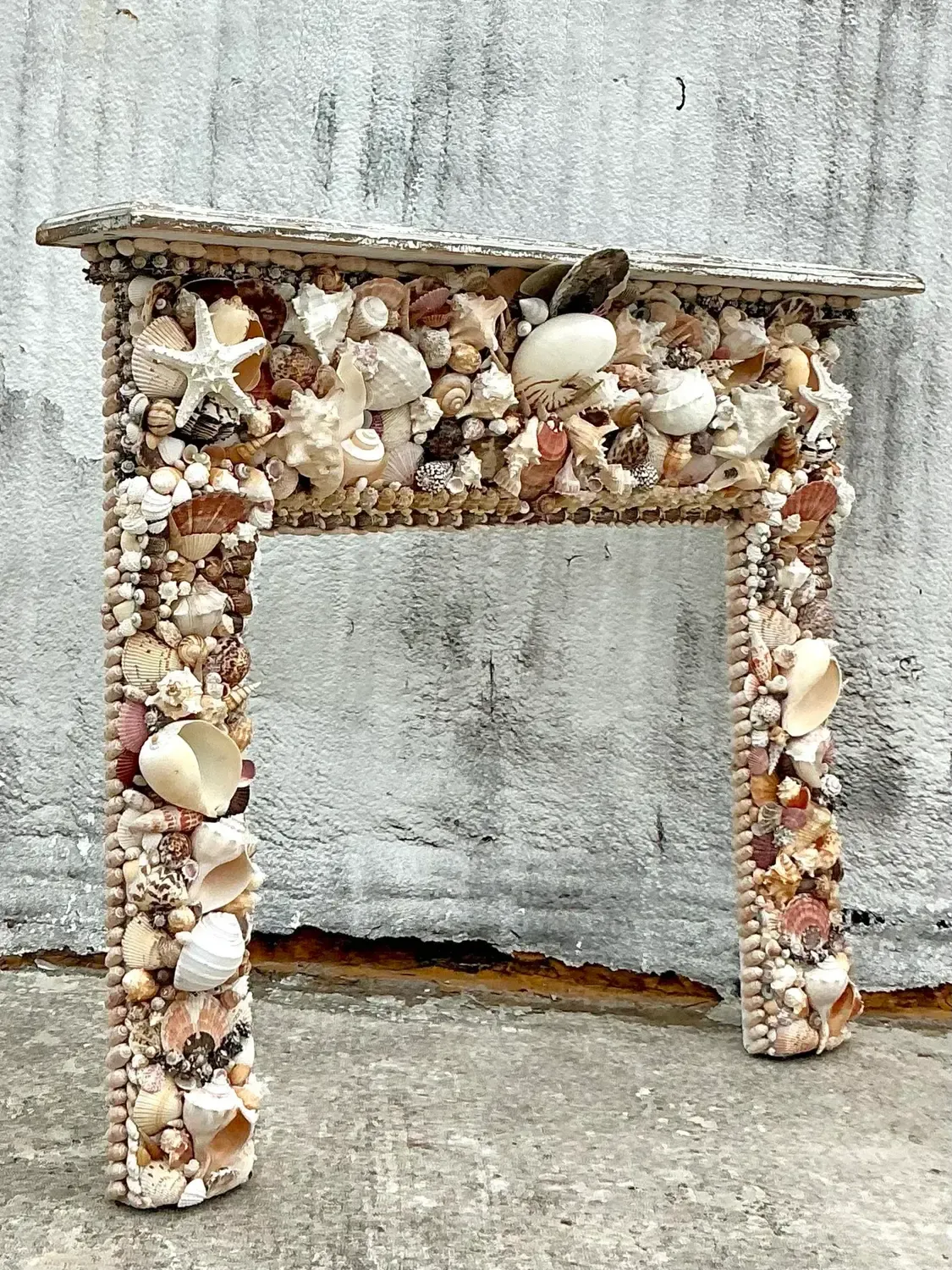 Vintage Boho Shell Encrusted Fireplace Surround - Shell, 60W x 51H — additional photo 6
