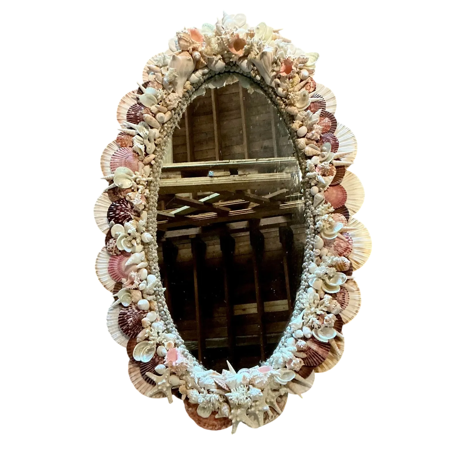 Vintage Boho Shell Encrusted Mirror