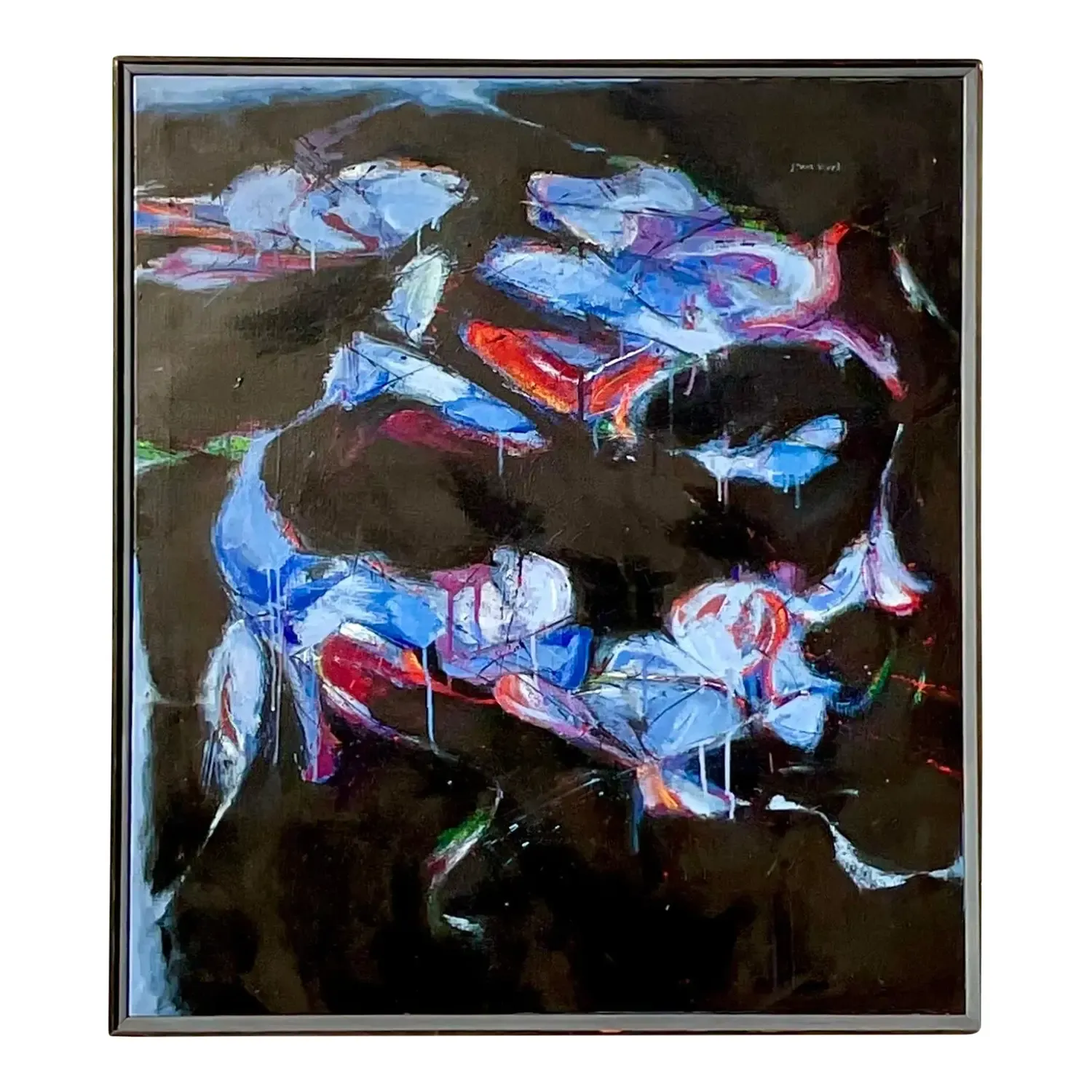 Vintage Boho Signed Abstract Original Oil Painting on Board — additional photo 1