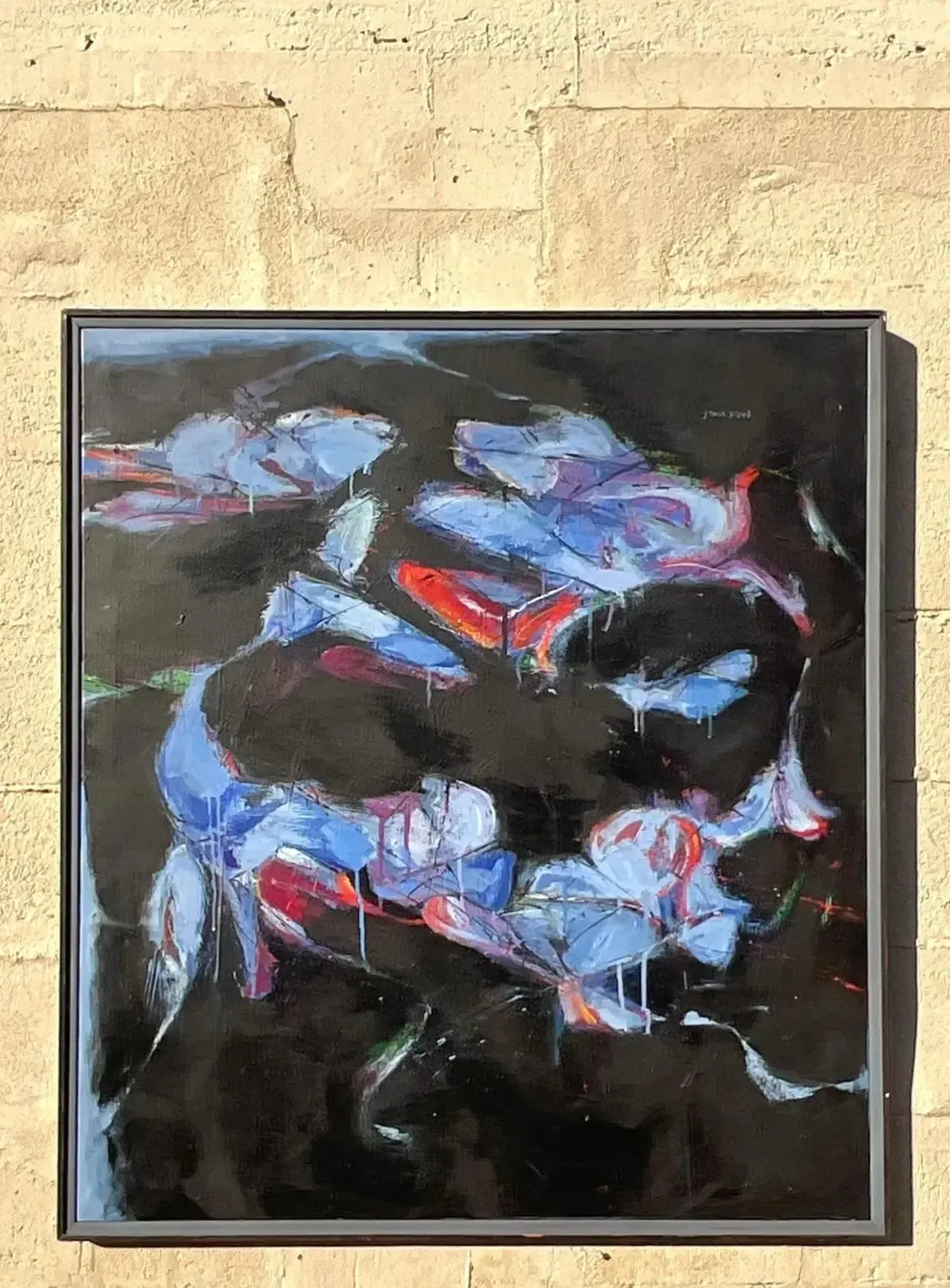 Vintage Boho Signed Abstract Original Oil Painting on Board — additional photo 4