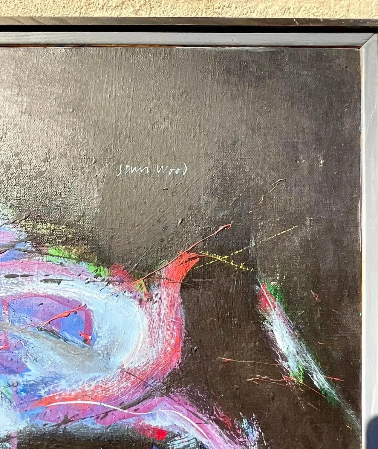 Vintage Boho Signed Abstract Original Oil Painting on Board — additional photo 5