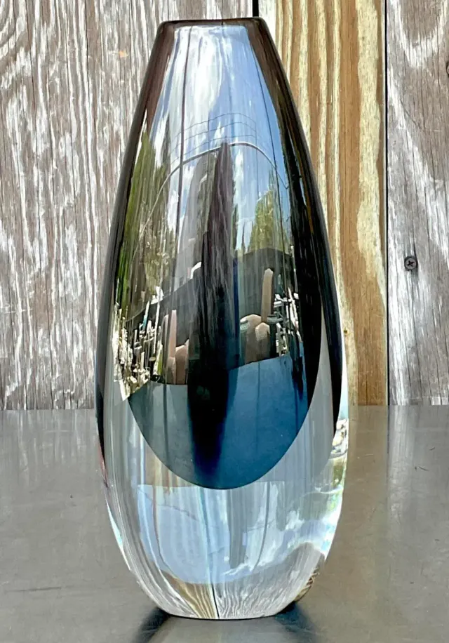 Vintage Boho Signed Art Glass Vase — additional photo 2