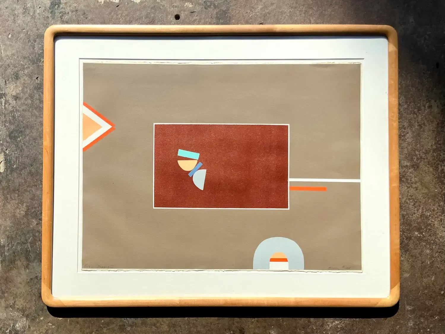 Vintage Boho Signed Geometric Lithograph on Paper — additional photo 7