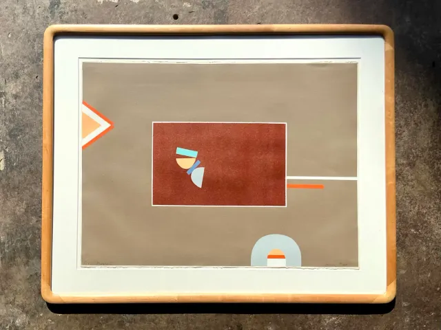 Vintage Boho Signed Geometric Lithograph on Paper — additional photo 7