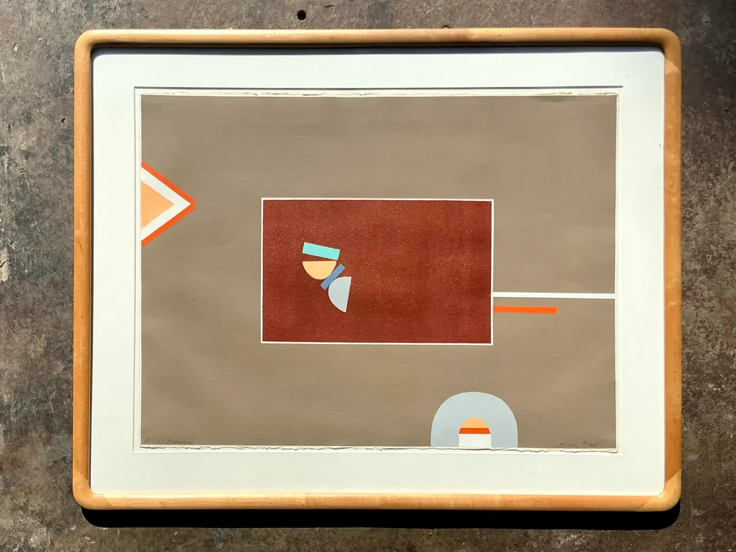 Vintage Boho Signed Geometric Lithograph on Paper — additional photo 8